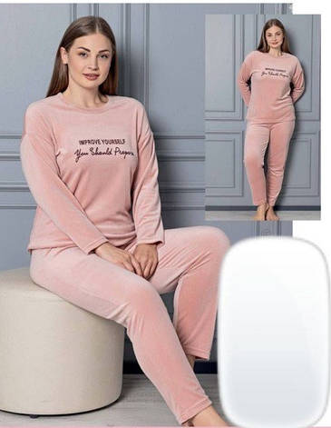 Жіноча піжама Wesha 3XL — 6XL Рожевий, 4XL, фото 2