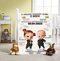 Плед 3D со своими пожеланиями с метрикой "В нашому будинку живе 2 БОСА" для близнецов/близнецов 20222393_C ТМ