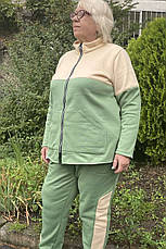 Теплий спортивний костюм великих розмірів зелений, фото 2