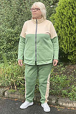Теплий спортивний костюм великих розмірів зелений, фото 2