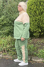 Теплий спортивний костюм великих розмірів зелений, фото 3