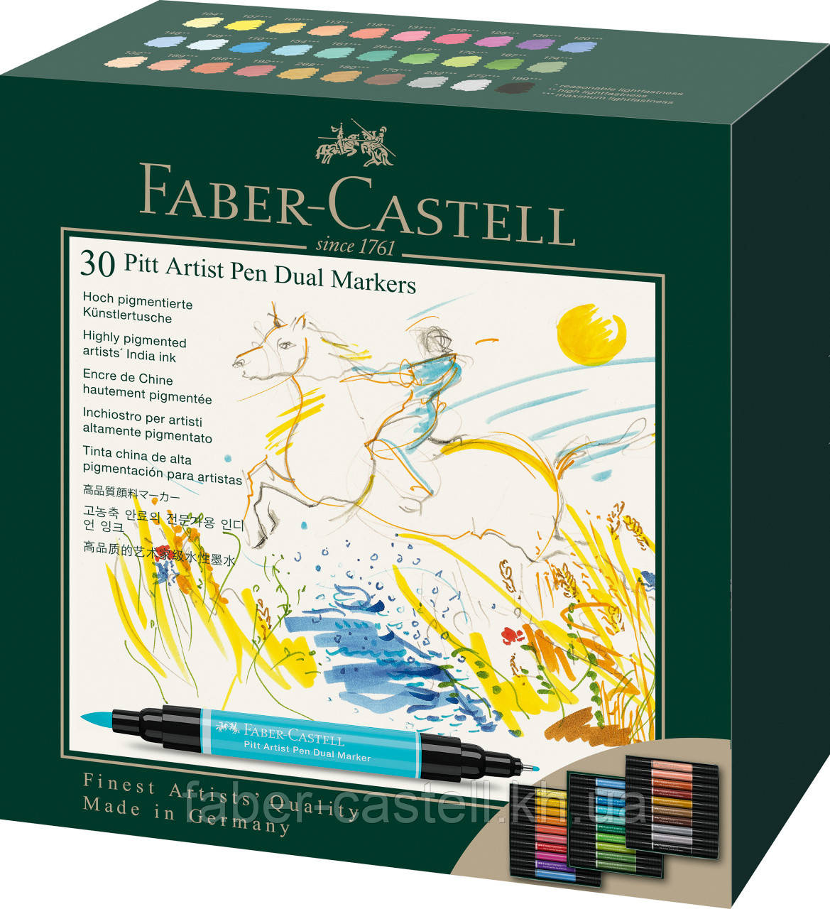 Набір двосторонніх маркерів Faber-Castell Pitt Artist Pen Dual Marker, 30 кольорів, 162030