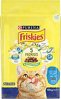 Пуріна Friskies Sterilized сухий корм для стерилізованих котів, з лососем, тунцем і овочами 10КГ