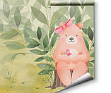 Дитячі шпалери з акварельним дизайном Рожевий медведик. Підійдуть для кімнати дівчинки чи хлопчика., фото 5