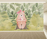Дитячі шпалери з акварельним дизайном Рожевий медведик. Підійдуть для кімнати дівчинки чи хлопчика., фото 3
