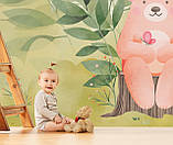 Дитячі шпалери з акварельним дизайном Рожевий медведик. Підійдуть для кімнати дівчинки чи хлопчика., фото 2