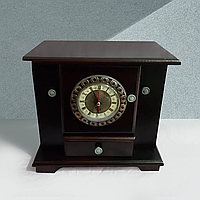 Настільний вінтажний дерев'яний годинник-комод з шухлядкою