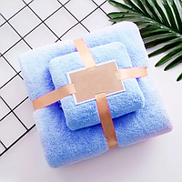 Полотенце для ванной 2 шт комплект Голубой, Набор полотенец из микрофибры