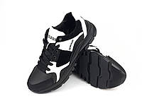 Взуття для хлопчика чорно-сірі кросівки з натуральної шкіри на підлітка 35 36 37 38 39 40 41 розмір