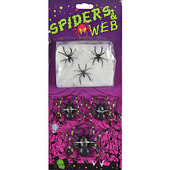 Декоративні гумові павуки з павутиною на Хеллоуїн MA23-152 H