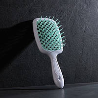 Массажная щетка для волос Superbrush Бело-мятная, продувная расческа для волос - щітки для волосся (TO)