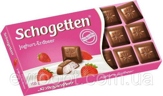 Шоколад молочний Schogеtten Yoghurt-Strawberry з полуничним йогуртом 100 г, фото 1