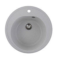 Гранітна мийка кругла для кухні Platinum 510 LUNA 510x510x180 матова біла в крапку