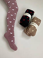 Колготи махрові з сердечками 9-10 років (зріст до 132 см)
