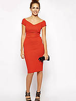 Фактурное платье-карандаш с открытыми плечами New Look красного цвета Размер 10 (М)