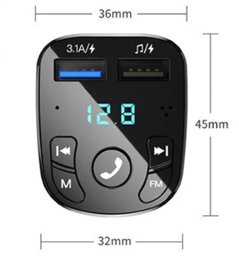 Автомобільний FM трансмітер — модулятор Bluetooth MP3 Чорний