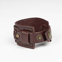 Мужской "кожаный" браслет, напульсник коричневый из эко-кожи, стильный широкий аксессуар для мужчины