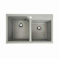 Гранітна мийка подвійна для кухні Platinum 7850 HARMONY 780x500x210 матова сірий металік