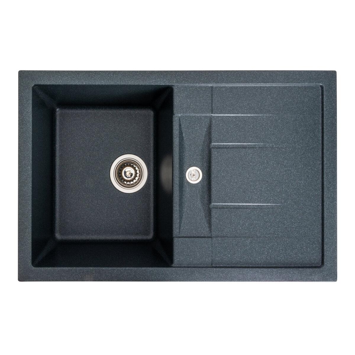 Гранитная мойка с сушкой для кухни Platinum 7850 TROYA 776х496х180 ...