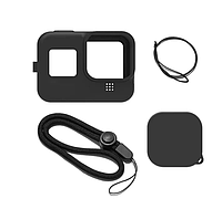 Силиконовый защитный чехол для ГоПро GoPro Hero 12 Black + ремешок + крышка Черный