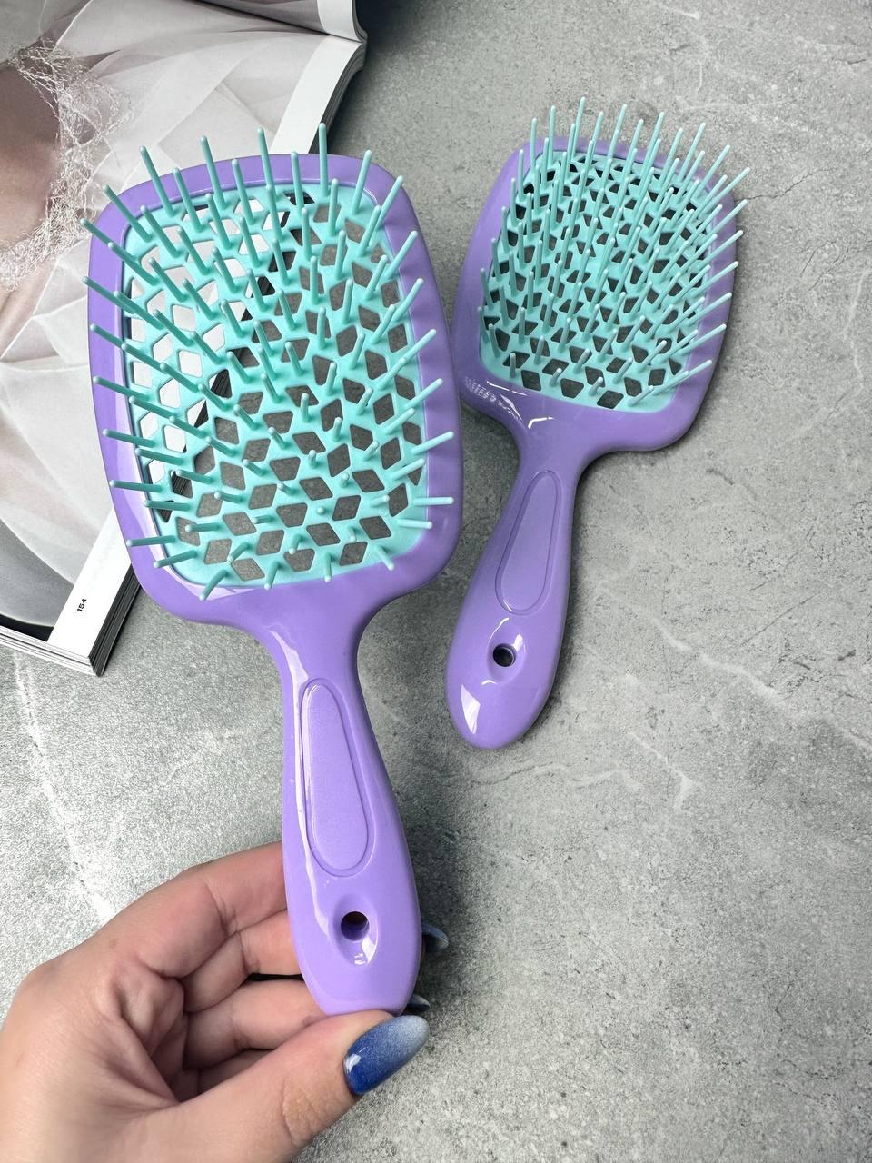 Гребінець для волосся Лавандово-бірюзовий "Super Brush" в пакеті, фото 1