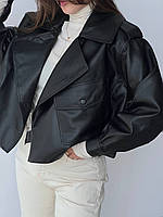Куртка косуха женская кожаная чёрная S M L