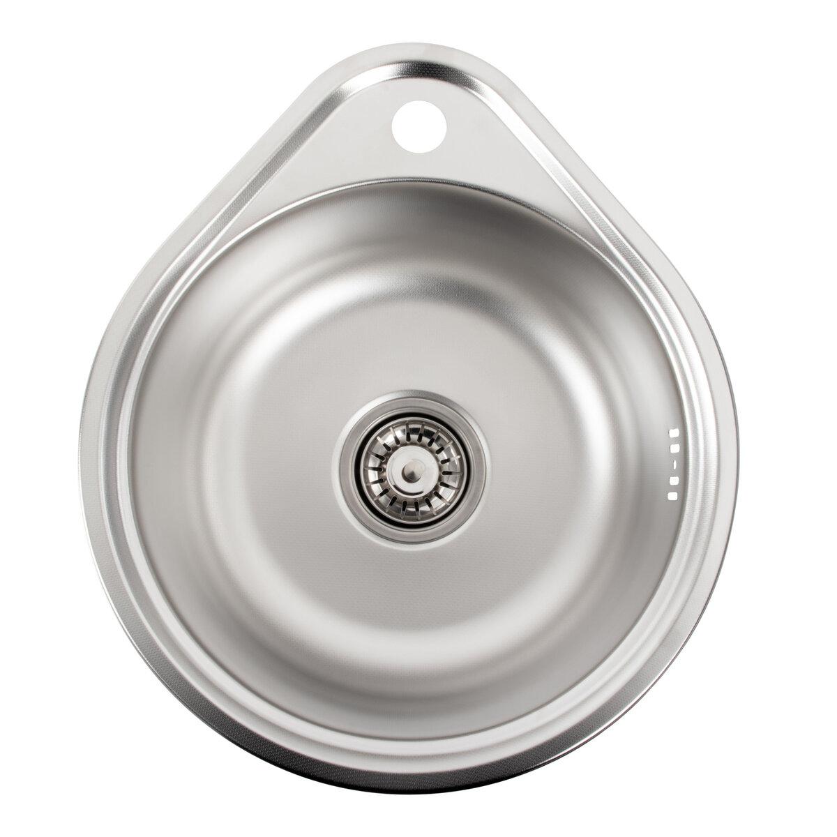 Кухонна мийка кругла з нержавіючої сталі Platinum ДЕКОР 4539 450x390x170 (0,6/170 мм)