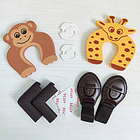 Набор защиты для малыша Active Baby, защита для детей на двери, шкафчики, мебель. Коричневый 2232