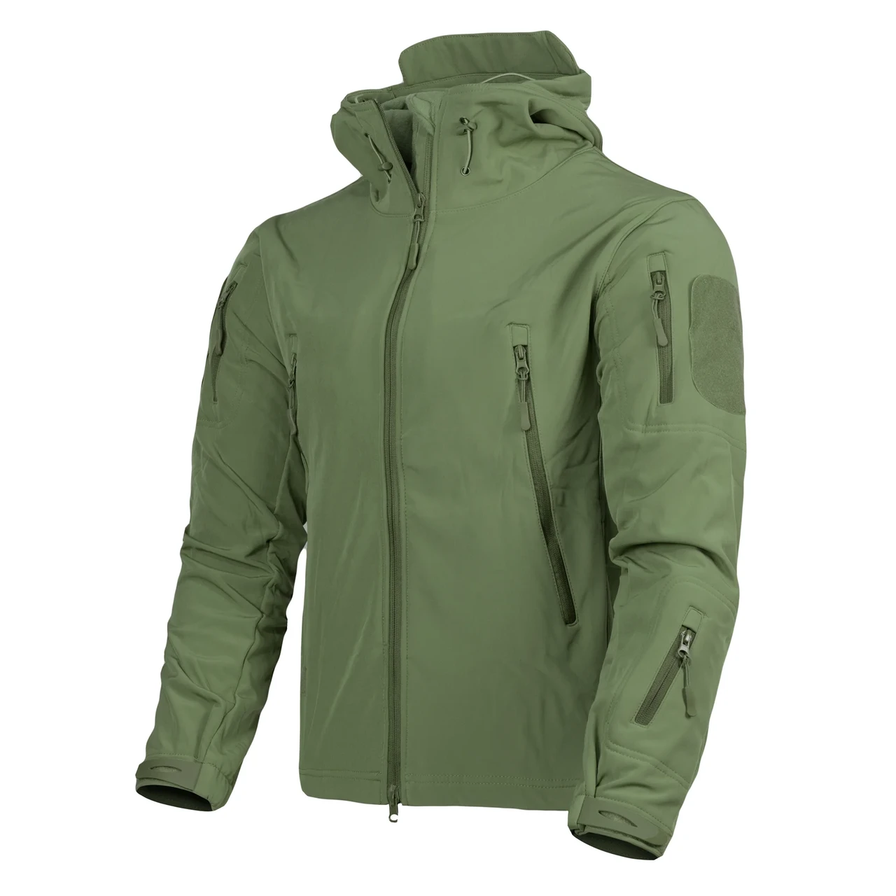 Демісезонна тактична чоловіча оливкова куртка Shark Skin/ Водонепроникна куртка SoftShell з капюшоном, фото 1