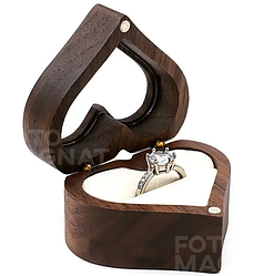 Коробочка для каблучки дерев'яна Heartsong — Футляр скринька для пропозиції або весілля, з натурального американського горіха