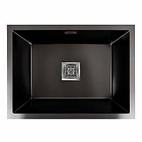 Чорна кухонна мийка Platinum Handmade PVD під стільницю HSB (квадратний сифон 3,0/1,0) 580x430x220
