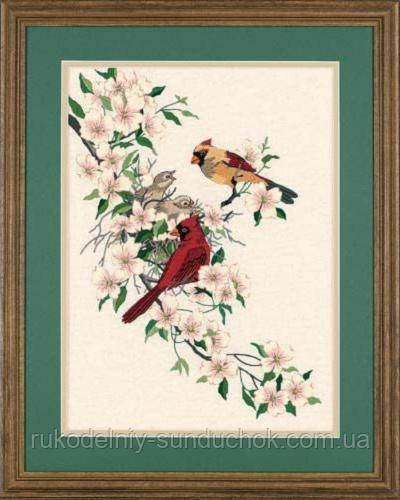 Набір для вишивання Dimensions 01516 Cardinals in Dogwood / Кардинали у Догвуді