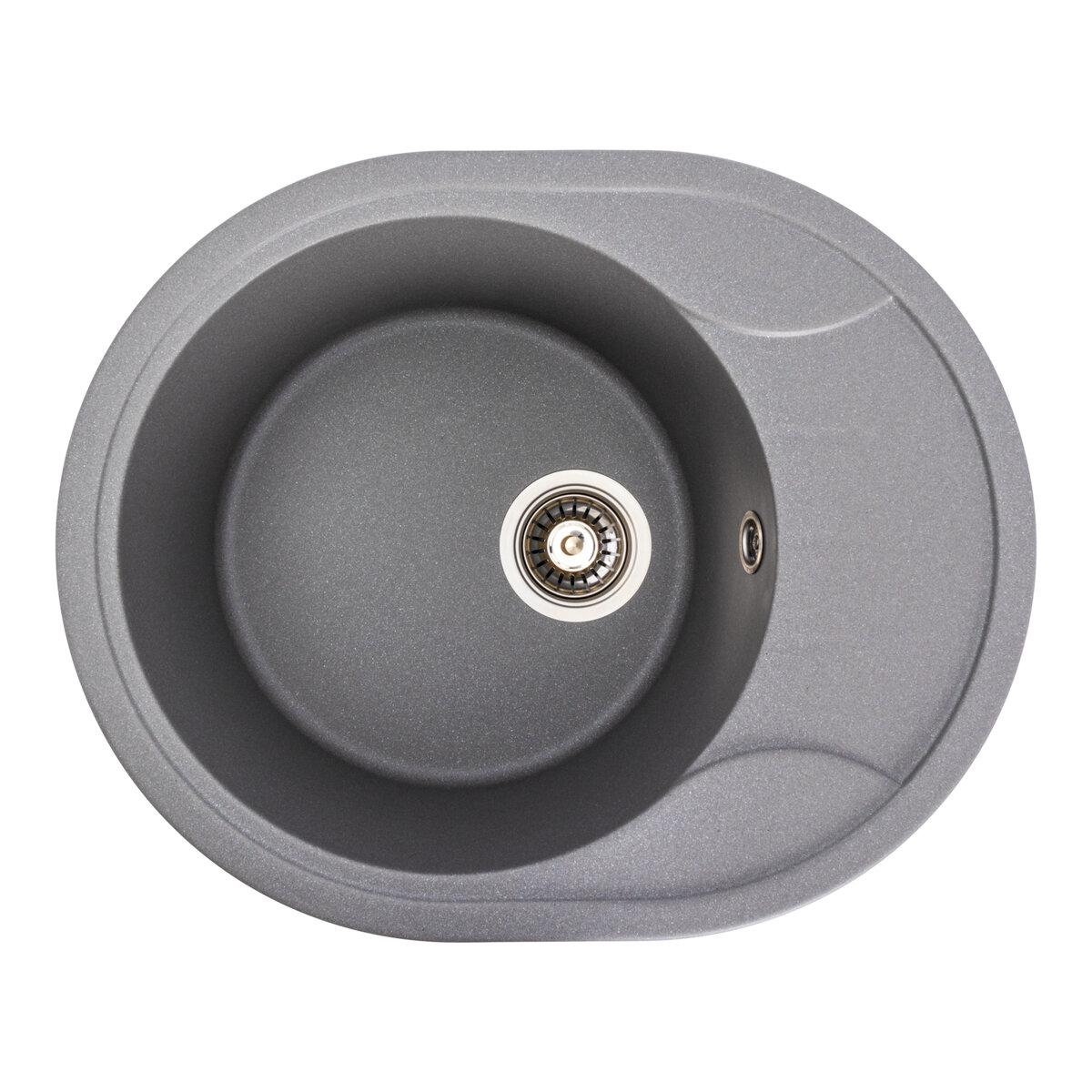 Гранитная мойка с сушкой для кухни Platinum 5847 ONYX 580х470х185 ...