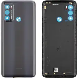 Задня панель корпусу (кришка акумулятора) Motorola G60 зі склом камери, оригінал, Moonless Black