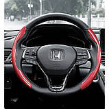 Накладка чохол на кермо універсальна аквапринт карбон 3D червоний, фото 3