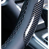 Накладка чохол на кермо універсальна аквапринт карбон 3D чорний, фото 2