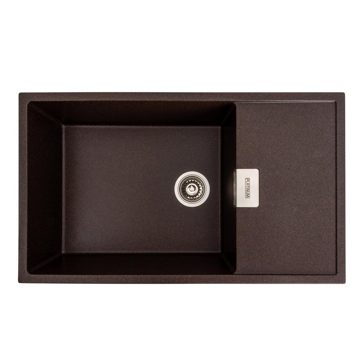 Гранитная мойка с сушкой для кухни Platinum 8650 DIAMOND 860х500х190 ...