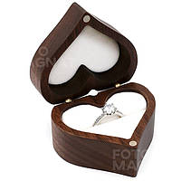 Коробочка для кольца деревянная Heartsong Футляр шкатулка для предложения, свадьбы, натуральный американский орех, белый бархат, закрытая крышка
