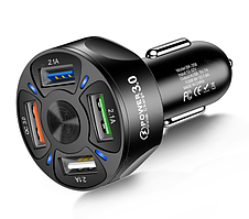 Автомобільний зарядний пристрій USB заряджання від прикурювача QC 3.0