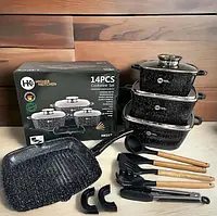 Кухонный набор посуды с антипригарным покрытием и сковорода HK-317 Сковороды с гранитным покрытием FRF74G