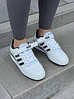 Жіночі кросівки Adidas Forum Low білі з чорним шкіряні Адідас Форум, фото 3