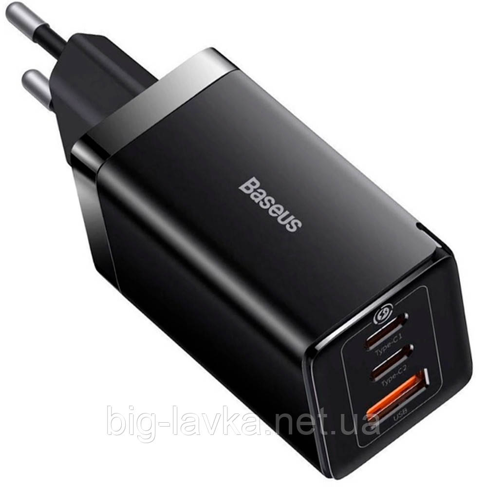 Зарядний пристрій Baseus GaN5 Pro 65W (2xType-C+USB) Чорний