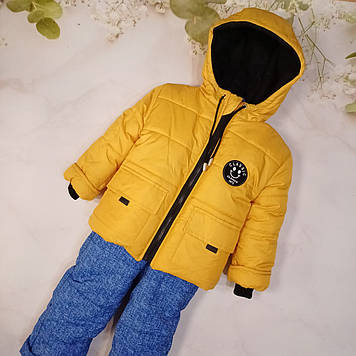 Дитячий зимовий комбінезон для хлопчика 104р Медовий (80,86,92,98,104) теплий з підкладкою фліс