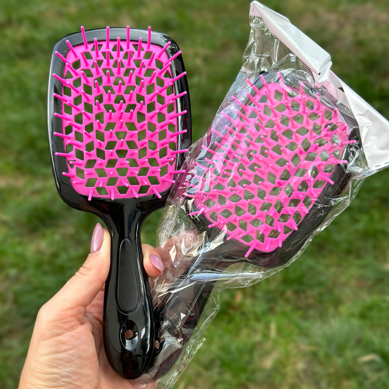 Гребінець для волосся Superbrush Hollow Comb, чорний/рожевий, фото 1