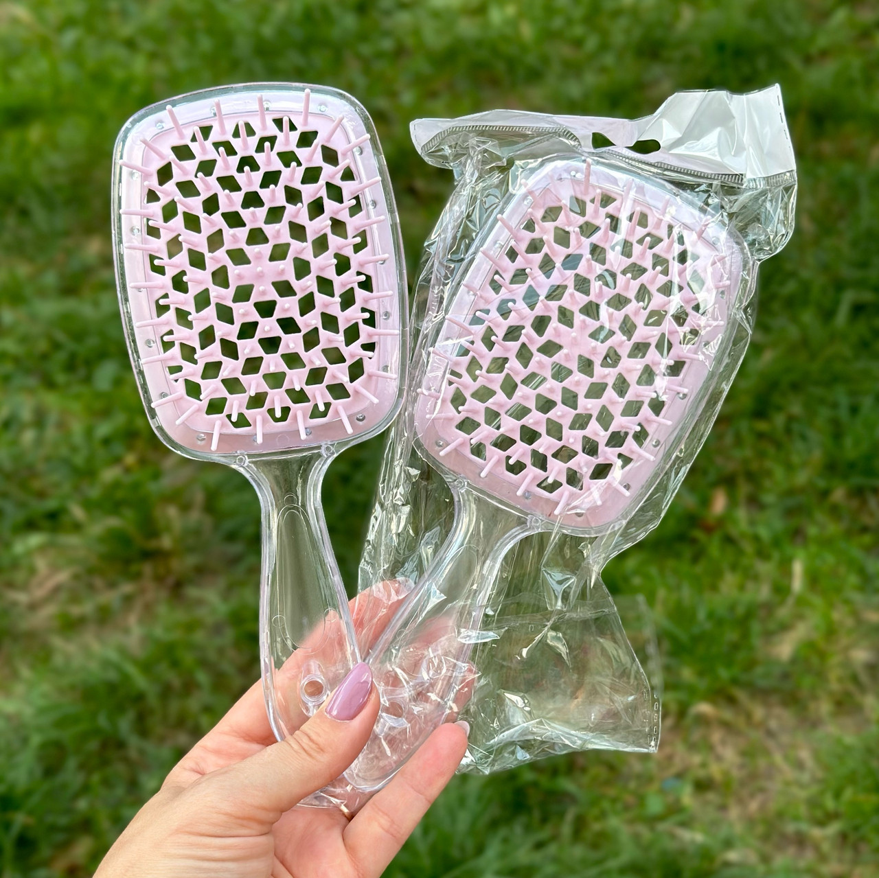 Гребінець для волосся Superbrush Hollow Comb,  прозорий/пудра, фото 1