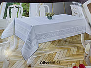 Скатертина прямокутна водовідштовхувальна 160*220 Jackline Jacquard Pano колір кремовий/білий