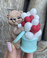 ЭКСКЛЮЗИВ! Силіконовий Молд для шоколаду, мастики та ін "Ведмедик з коробкою повітряних кульок"
