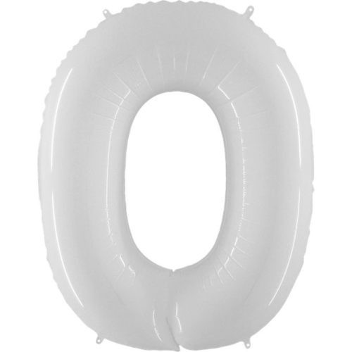 Фольгована кулька цифра пастель біла "0" "40".Grabo