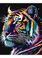Раскраска по номерам 40х50 ИДЕЙКА Фантастический тигр с красками металлик extra (KHO6527)