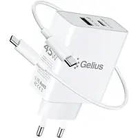 Сетевое зарядное устройство для телефона Gelius X-Duo PRO GP-HC053 White 45W + Type C - Type C cable